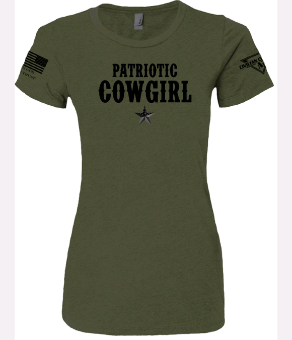 Women's CCA PATRIOTIC COWGIRL Crew Neck T-Shirt